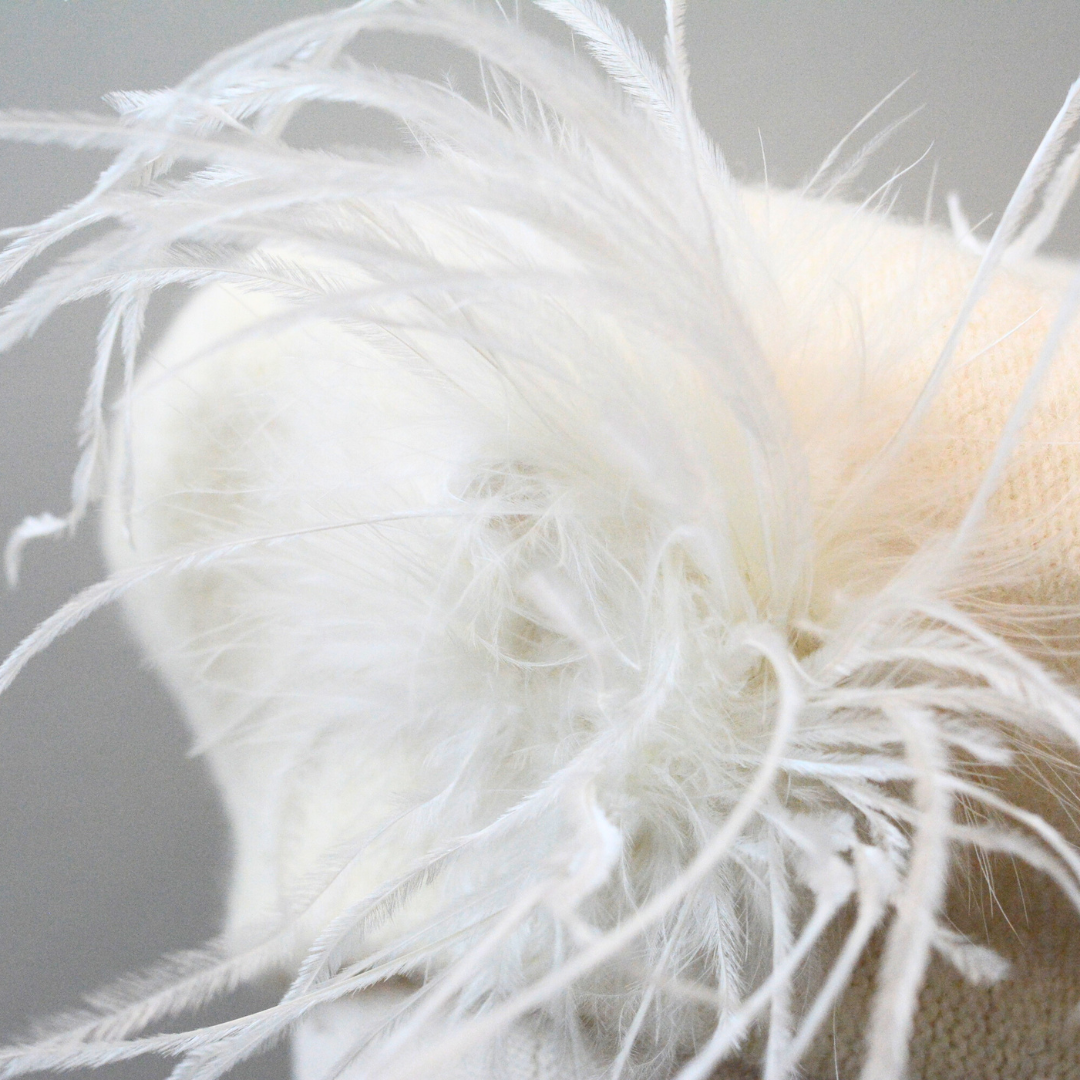 Plume Beret Knit in Ivory