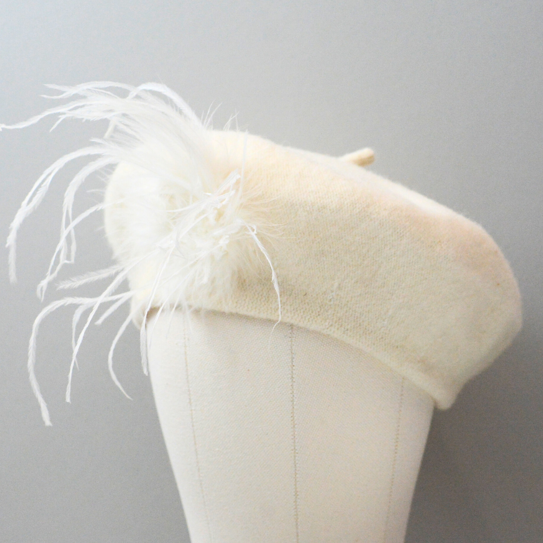 Plume Beret Knit in Ivory